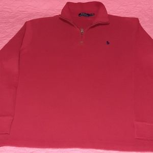 Polo Ralph Lauren men's 1/4 zip sweater in red. Sz Large.